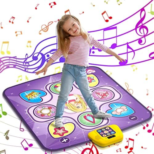 beefunni Dance Mat Toys for 3-10 Year Old Girls, 5 Game Modes Including 3 Challenge Levels, Adjustable Volume Dance Pad with LED Lights, Christmas Birthday Gifts for 3 4 5 6 7 8 9+