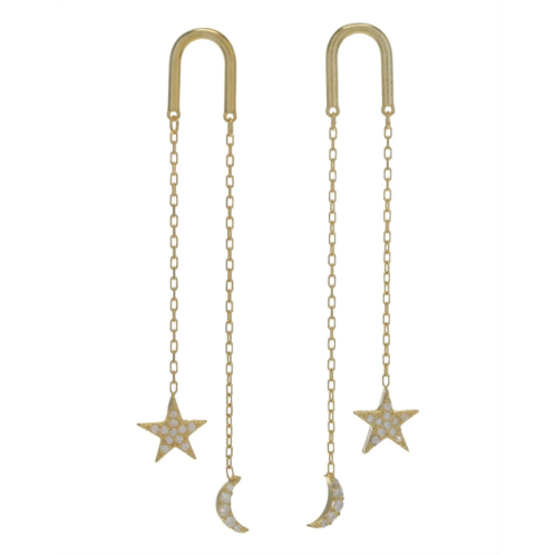 Argento Vivo Paperclip CZ Star Drop Chain Earrings