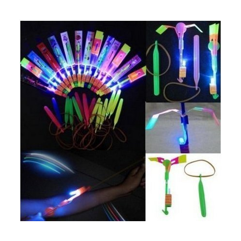 Habelyi 25PCS Amazing Led Light Arrow Flying Toy for Kids Party Fun Gift Elastic Slingshot Flying Copters Birthdays Day Summer Outdoor Game