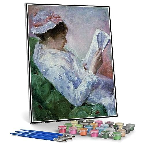 Hhydzq DIY Painting Kits for Adults?Woman Reading Painting by Mary Stevenson Cassatt Arts Craft for Home Wall Decor