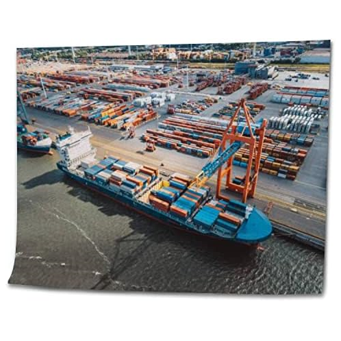 OEPWQIWEPZ Aerial View Cargo Crane Container Terminal DIY Digital Oil Painting Set Acrylic Oil Painting Arts Craft Paint by Number Kits for Adult Kids Beginner Children Wall Decor