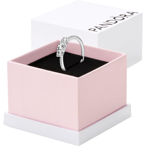Pandora Clear Three-Stone Ring, With Gift Box