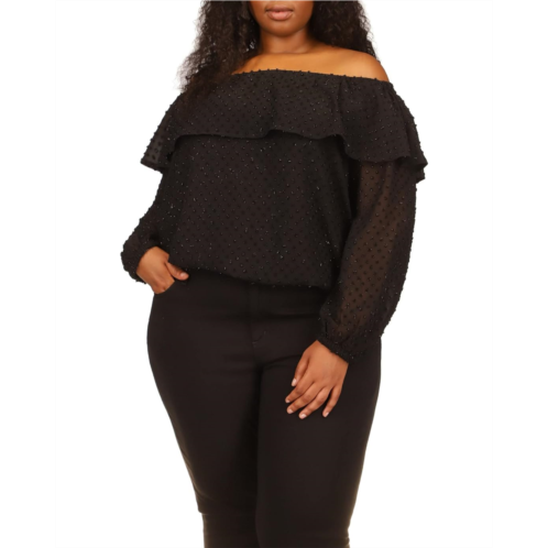 Michael Michael Kors Plus Size Clip Chiffon Off Shoulder Top