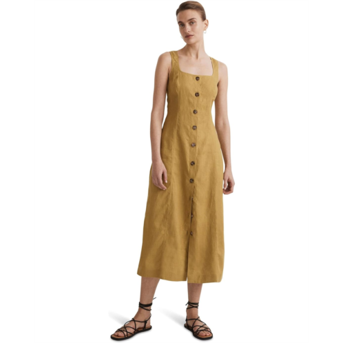 Madewell Button-Front Midi Dress in 100% Linen