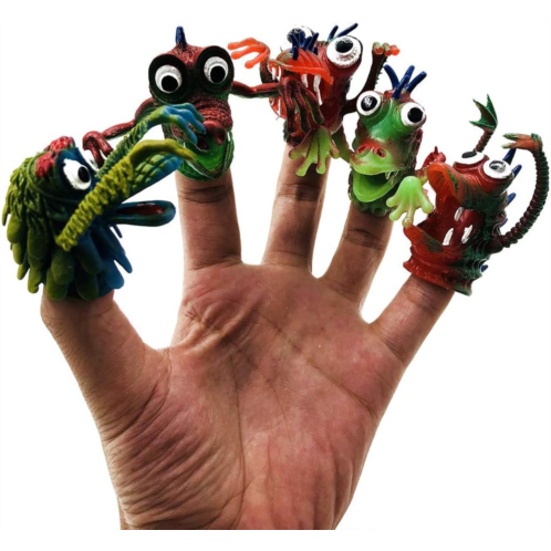 Christoy Monster Finger Puppet 5 Pieces Cartoon Silicone Scary Monster Toys 1.3 inch per Finger Puppet for Kids Boys and Grils