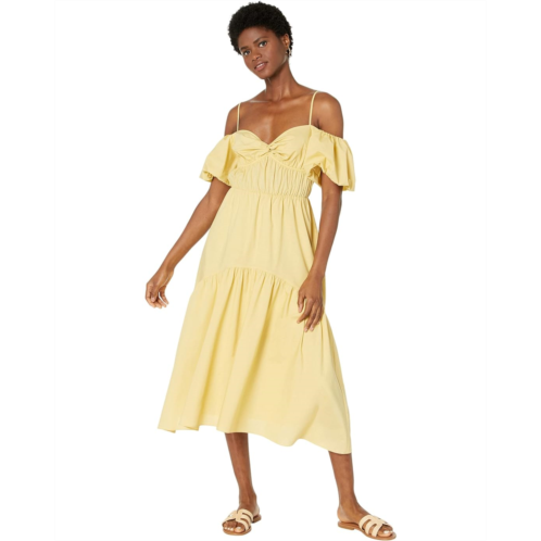 Vince Draped Puff Sleeve Tiered Dress