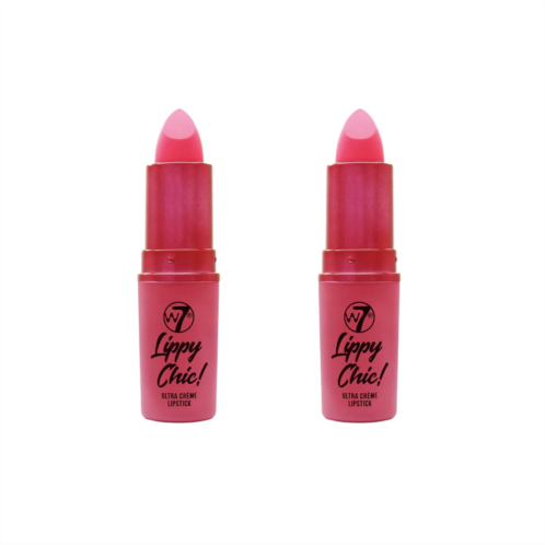 W7 Lippy Chic Ultra Creme Lipstick - 2Pcs - Semi-Matte Formula - Creamy & Pigmented, Lightweight Finish (Back Chat) - Pink