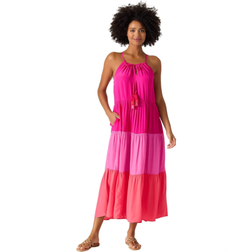 Womens Tommy Bahama Color-Block Midi Tiered Dress