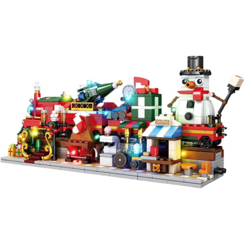 ENJBRICK Christmas Train Building Kit Compatible with Lego Set,Xmas Ornament Building Toys for Boys and Girls 8-14 Years 838pcs