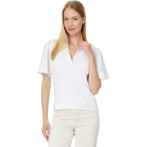 Womens Lilla P Woven Sleeve Split Neck