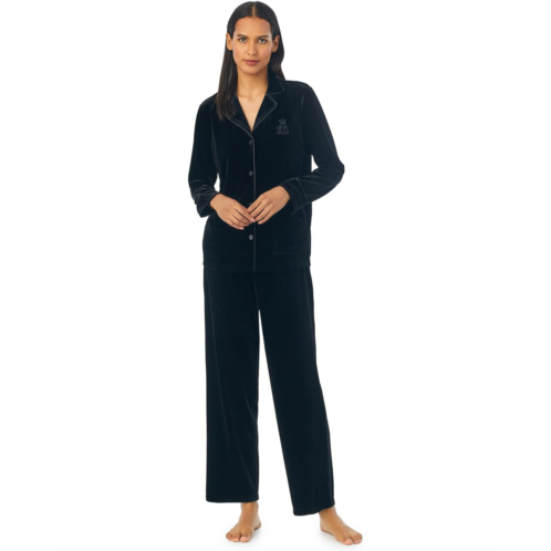 POLO RALPH LAUREN Long Sleeve Velvet Notch Collar Long PJ Set