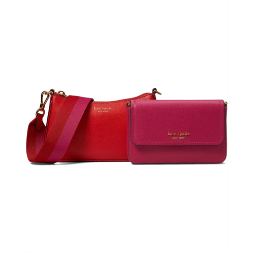 Kate Spade New York Double Up Color-Blocked Saffiano Leather Double Up Crossbody