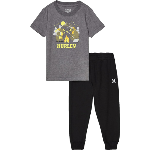 Hurley Kids Short Sleeve Graphic Tee & Fleece Pants Set (Toddler)