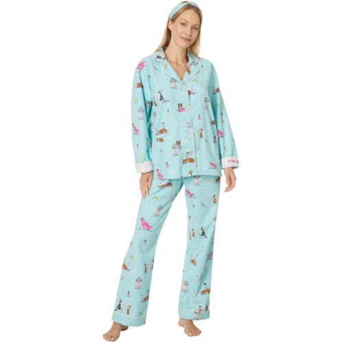 P.J. Salvage Womens PJ Salvage Flannel PJ Set with Headband