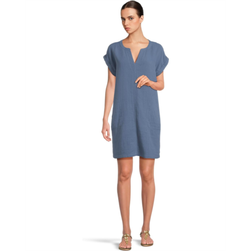 Womens Mod-o-doc Roll-Up Short Dolman Sleeve Shift Dress