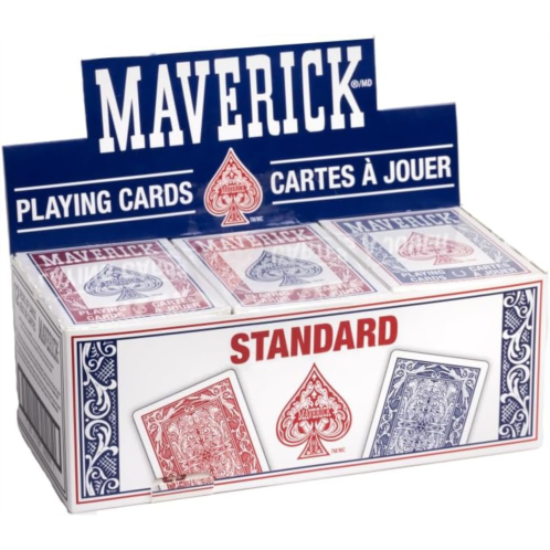 Maverick Playing Cards, Standard Index, Red and Blue, 12 Pack