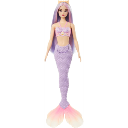 Barbie Mermaid Doll with Pink & Lilac Fantasy Hair & Headband Accessory, Toy with Shell-Inspired Bodice & Lavender Tail