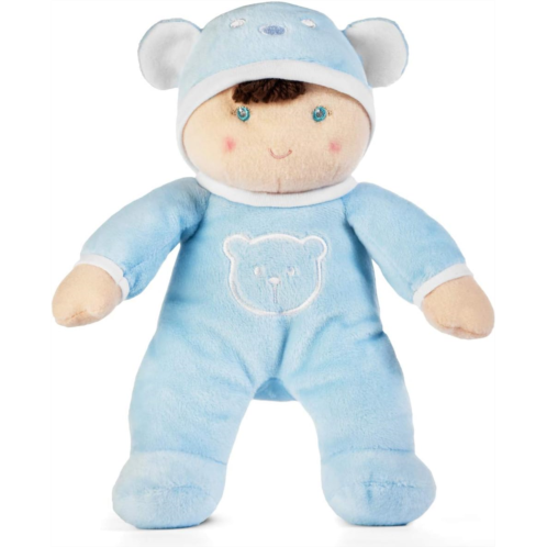 Genius Baby Toys My First Soft Plush Baby Boy Doll and Lovey Toy with Rattle in Blue Sleeper