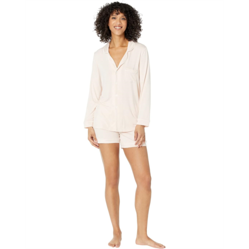 Kickee Pants Long Sleeve Collared Pajama Set with Shorts