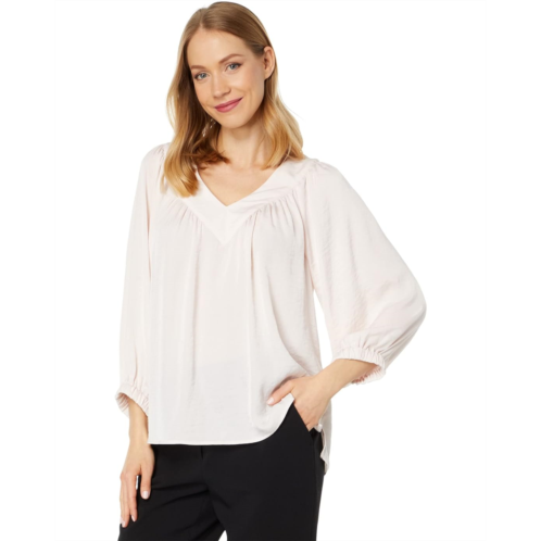 Womens Vince Camuto Wide V-Neck Blouse with Shirring