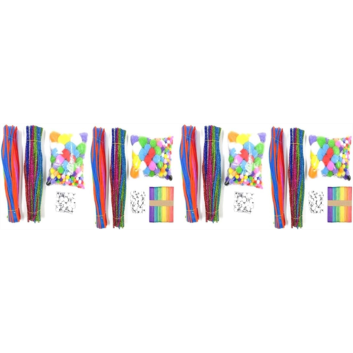 BESTonZON 2 Sets Wool Stick Chenille Sticks Craft De Porristas Arts Chenille Stems Wooden Toys Scrump Plush Bendable Sticks for Kid Pom Pom Wool Mini Toy Wiggly Eyes Child Tops Man
