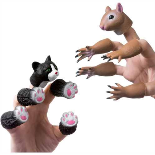 AQKILO Finger Puppet Set, Animals Puppet Show Theater Props, Novelty Toys Weird Stuff Gifts, Pack of Squirrel and Cat