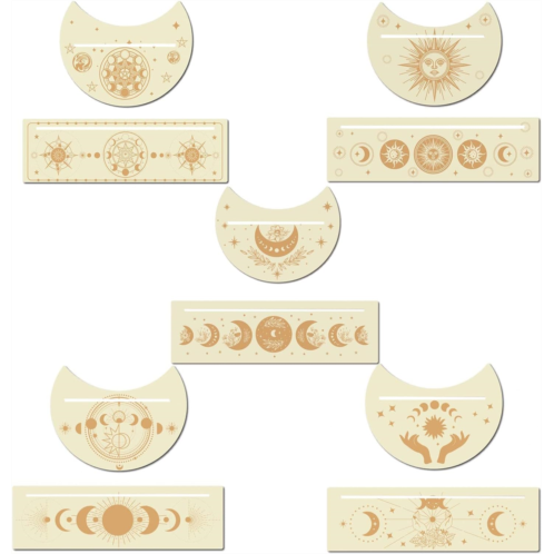 MIAO YUAN 5 Sets Wooden Tarot Card Stand Holder Tarot Altar Bracket Moon Shape and Rectangle Display Seat for Witch Divination Tool Card
