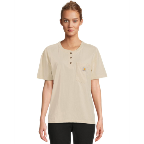 Womens Carhartt Loose Fit Short-Sleeve Heavyweight Henley T-Shirt