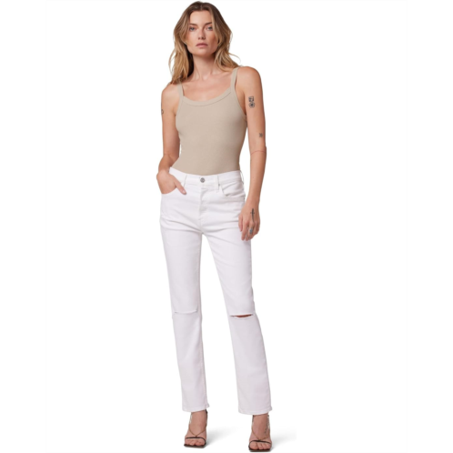 Hudson Jeans Thalia Straight Ankle w/ Rolled Hem in White Mustang