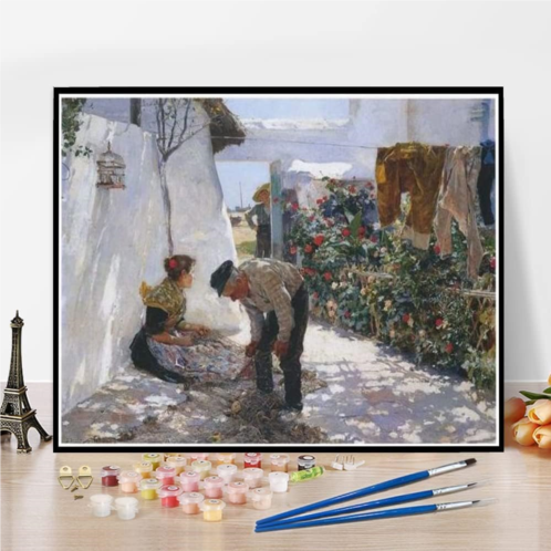 Hhydzq Paint by Numbers Kits for Adults and Kids Fishing Nets Painting by Joaquin Sorolla Arts Craft for Home Wall Decor