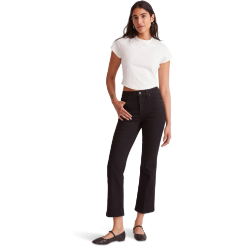 Womens Madewell Kick Out Crop Jeans in Black Rinse Wash