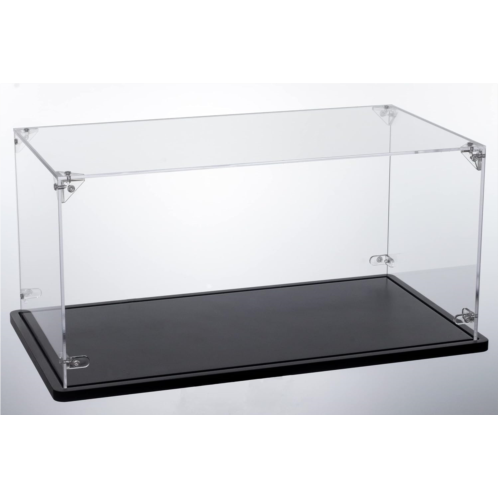 Gemutlich Acrylic Display Case 3mm Thickness Inner 15 x 8 x 7 Inches, Solid Wooden Base Dustproof Clear Display Box Showcase for Lego Cars Diecast Model Cars 10295 10300 42123 2131