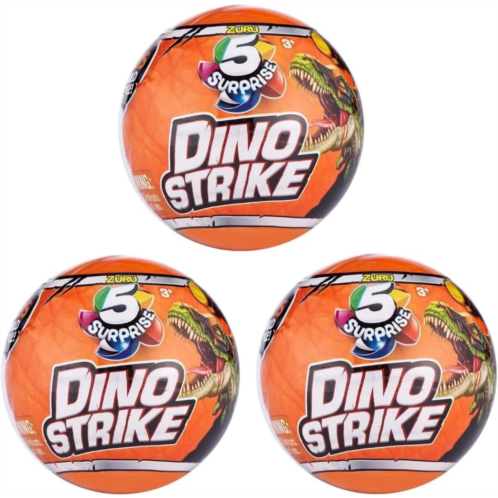 Generic Five Surprise Dino Strike Orange Mystery Blind Ball (Pack of 3) (Each with 5 Surprises)