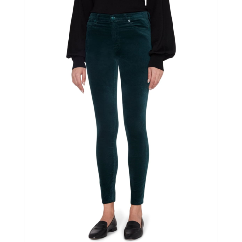 Womens 7 For All Mankind High-Waisted Skinny in Velvet Pine