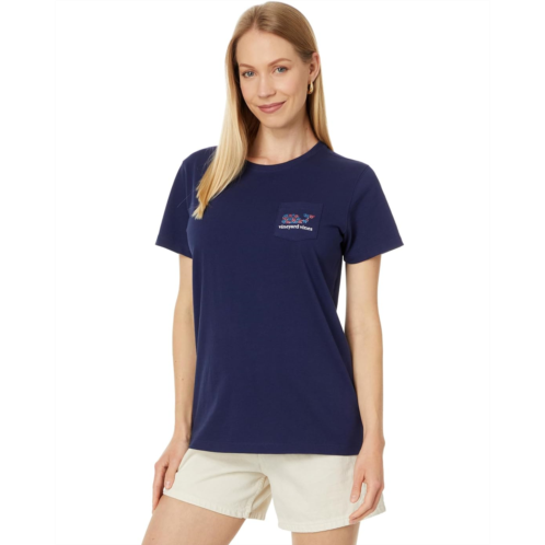 Womens Vineyard Vines Fireworks Whale SS Pocket Tee