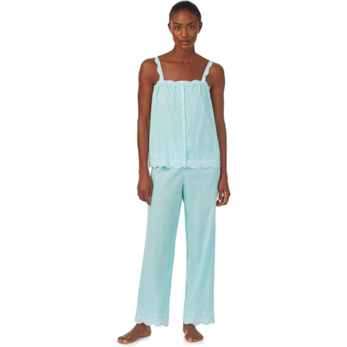 POLO RALPH LAUREN Womens Lauren Ralph Lauren Eyelet Trimmed Ankle Pants PJ Set