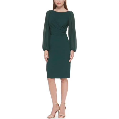Vince Camuto Signature Stretch Crepe Bodycon with Chiffon Balloon Sleeve