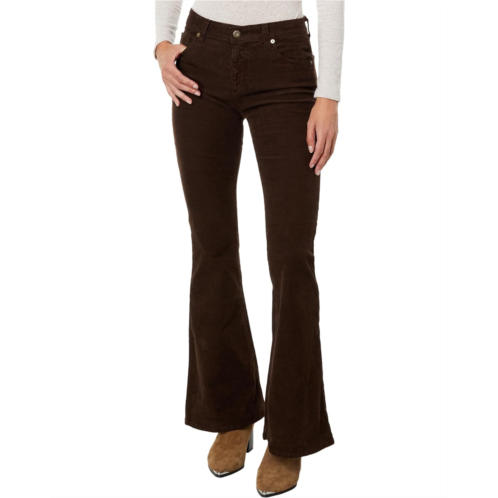 Womens AG Jeans Angeline Mid-Rise Flare in Sulfur Bitter Chocolate