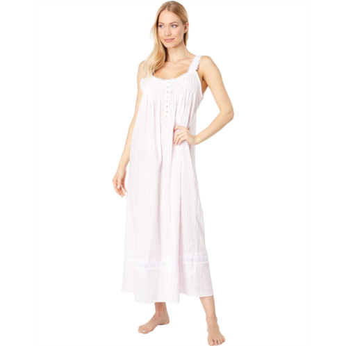 Womens Eileen West Cotton Dobby Stripe Woven Sleeveless Ballet Nightgown