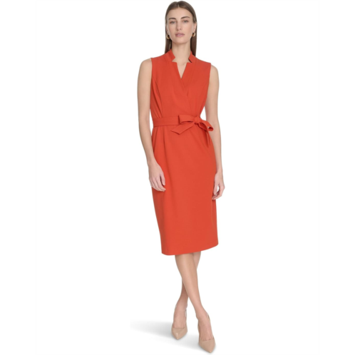 Womens Calvin Klein Scuba Crepe Collar Self Tie