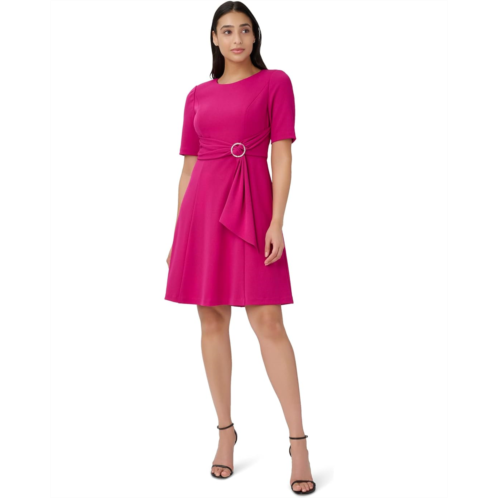 Womens Adrianna Papell Stretch Crepe Tie Front Dress with High-Low Hem