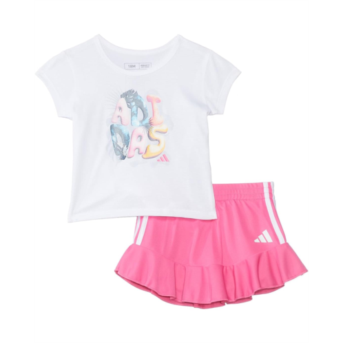 Adidas Kids Pleated SS Tee Ruffle Skort Set(Infant)