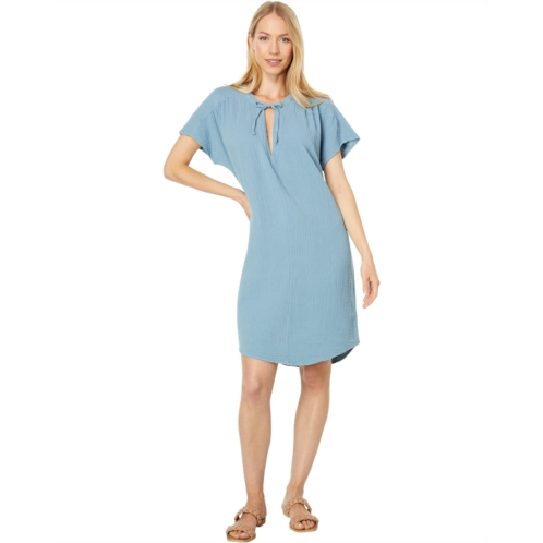 Bobi Los Angeles Beach Gauze Split-Neck Dress