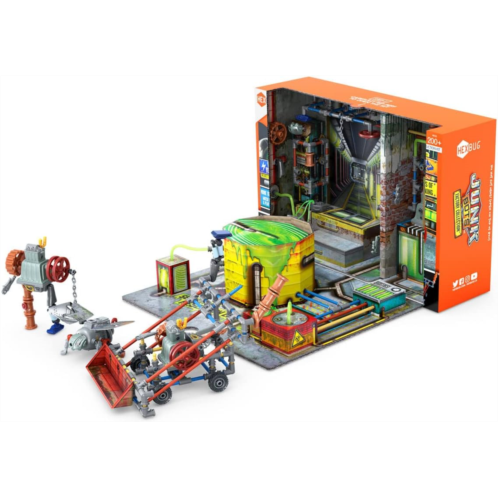 HEXBUG JUNKBOTS Small Factory Habitat Power Sub Station, Surprise Toy Playset, Build and LOL with Boys and Girls, Toys for Kids, 200+ Pieces of Action Construction Figures, for Age