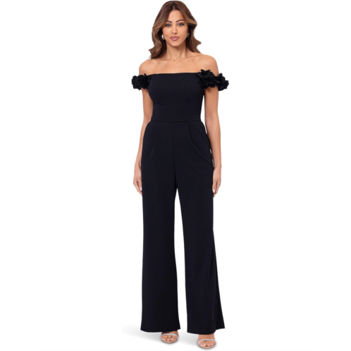 XSCAPE Long Scuba Crepe One Shoulder Jumpsuit