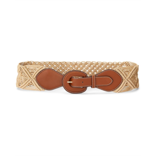 POLO Ralph Lauren LAUREN Ralph Lauren Leather-Trim Corded Macrame Wide Belt