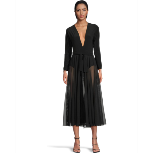 Womens Norma Kamali Dolman Wrap Flared Dress To Midcalf