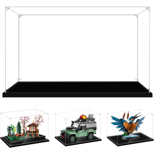 LILIKAKA Acrylic Display Case for Lego 10315 Tranquil Garden or 10317 Land Rover Classic Defender 90 or 10331 Kingfisher Bird, 13.77x8.66x9.84inch (35x22x25cm), Dustproof Protectio