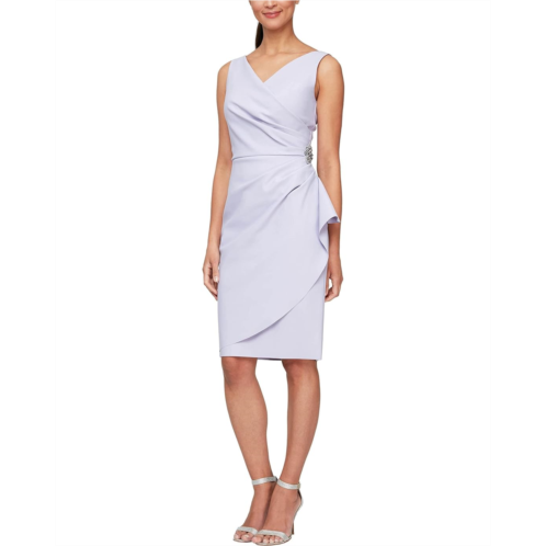 Alex Evenings Short Slimming Dress with Side Ruched Skirt