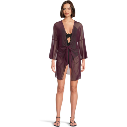 Womens BECCA Muse Stretch Mesh Tie Front Cover-Up